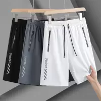 夏季新款冰丝休闲短裤男外穿宽松裤子速干运动五分裤运动大码中裤