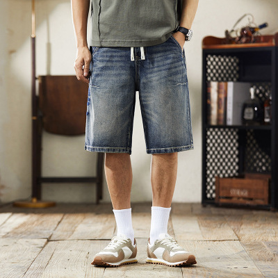 夏季新款牛仔男士短裤美式潮牌复古百搭显瘦休闲中裤子宽松五分裤