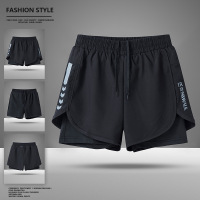 夏季新款男士宽松双层运动短裤游泳速干沙滩裤冰丝透气跑步休闲裤