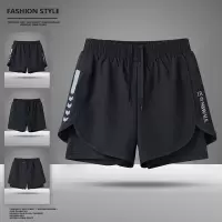 夏季新款男士宽松双层运动短裤游泳速干沙滩裤冰丝透气跑步休闲裤