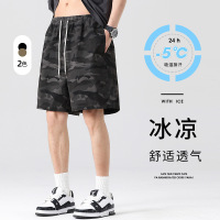 夏季新款男士日系迷彩休闲短裤纯棉宽松运动时尚沙滩裤直筒五分裤