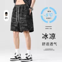 夏季新款男士日系迷彩休闲短裤纯棉宽松运动时尚沙滩裤直筒五分裤