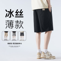 夏季新款男士韩版冰丝松紧纯色休闲运动短裤潮网红同款大码五分裤