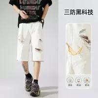 夏季新款美式潮牌牛仔短裤男宽松休闲直筒男士水洗五分中裤男装