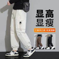 春夏季新款工装休闲裤宽松舒适潮流宽松抽绳百搭潮牌多口袋裤子男