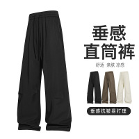 男装春夏季新款男士垂感休闲阔腿裤宽松显瘦百搭青少年痞帅裤子男