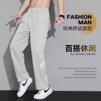 裤子男夏季新款休闲宽松直筒卫裤垂感阔腿冰丝运动青少年长裤男生