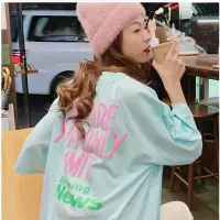 印花夏装韩版女式新款中长款短袖T恤女宽松学生情侣衣服