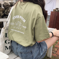 夏装韩版新款前后印花短袖T恤女圆领休闲宽松东南亚女装上衣