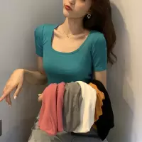 打底衫女夏季新款短袖T恤女装韩版修身显瘦露脐上衣女衣服