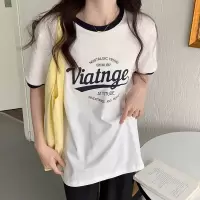 棉质 韩版夏季宽松短袖T恤女学生大码上衣女士打底衫女装