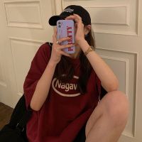 含棉 宽松显瘦中长款字母印花短袖T恤女装夏季新款宽松BF风上衣潮