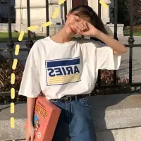 字母印花短袖T恤女夏装韩国新款宽松打底衫女装上衣