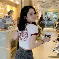 短款修身小个子打底衫女士上衣夏季性感露脐短袖T恤女装休闲衣服