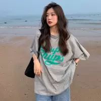 美式字母印花夏季宽松短袖T恤女学生大码上衣女士打底衫女装