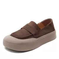 头层牛皮百搭圆头乐福鞋软底单鞋女2025年春款真皮包头休闲鞋女鞋