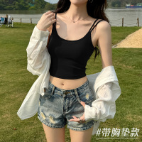 灰色带胸垫吊带背心女内搭夏季文胸一体美背内衣外穿打底无袖上衣