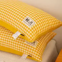 a类色织全棉枕头家用单人夹棉枕芯水洗棉酒店枕头芯成人低枕