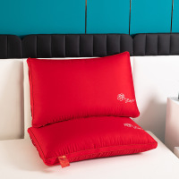 全棉婚庆枕头大豆纤维红色结婚纯棉刺绣枕芯陪嫁喜枕一对装