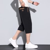 七分裤新款男装夏季冰丝裤男士休闭个性刺绣透气短裤