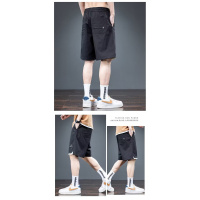 休闲短裤男士夏季纱卡水洗松紧腰抽绳宽松沙滩裤五分裤