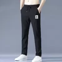 休闲裤男薄款夏季新款印花宽松大码直筒宽松九分运动长裤