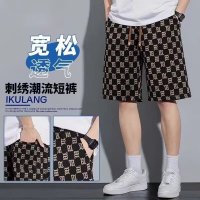 冰丝薄款休闲宽松短裤夏季港风男士沙滩裤时尚休闲五分裤