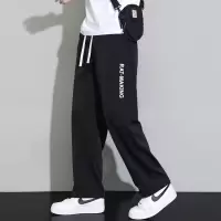 冰丝薄款裤子男士韩版潮流垂感运动速干阔腿直筒休闲长裤