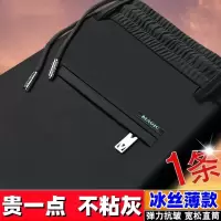 夏季冰丝裤子男弹力休闲裤男士中青年松紧腰宽松运动薄款