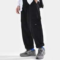 宽松工装裤男直筒纯色日系时尚潮流复古大口袋卡其休闲裤