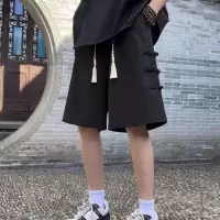 新中式盘扣休闲短裤男夏季薄款大码中式风外穿宽松五分裤