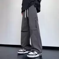 新款宽松休闲裤男韩版潮流裤子夏季薄款坠感阔腿拖地长裤