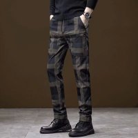 春夏新款六兜格子直筒休闲裤男士潮流显瘦修身型长裤