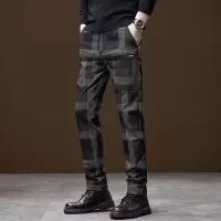 春夏新款六兜格子直筒休闲裤男士潮流显瘦修身型长裤