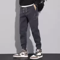 束脚工装裤男士秋季新款美式修身显高时尚潮流刺绣休闲裤