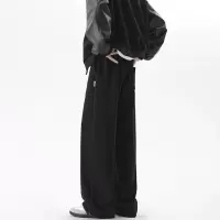 灰色卫裤男潮牌宽松弯刀春夏薄款阔腿直筒裤高级感运动裤