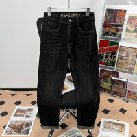 牛仔裤男士新款弹力修身直筒裤韩版潮流高端刺绣休闲长裤