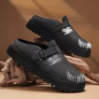 2025春夏季新款潮流勃肯复古包头拖鞋时尚男士套脚轻便简约个性鞋