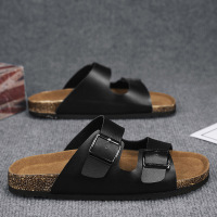 夏季男士软木底勃肯拖鞋时尚休闲沙滩透气露趾平底套脚拖鞋男鞋