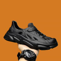 包头透气镂空舒适新款时尚轻便简约浅口纯色男士休闲日常拖鞋