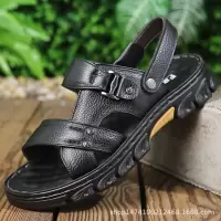 凉鞋男夏季新款沙滩鞋男头层牛皮透气男士两用凉拖鞋男