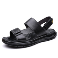 凉鞋男2025夏季牛皮透气软底一脚蹬两用爸爸鞋休闲沙滩鞋