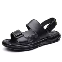凉鞋男2025夏季牛皮透气软底一脚蹬两用爸爸鞋休闲沙滩鞋