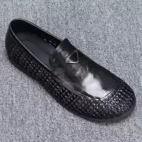 轻奢男鞋2025夏季新款手工编织镂空透气休闲皮鞋男士一脚蹬乐福鞋