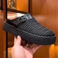 高档男鞋夏季新款手工编织休闲凉鞋男士勃肯鞋外穿厚底一脚蹬拖鞋