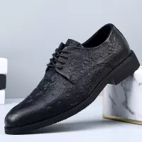 高端皮鞋男商务正装真皮系带男士结婚面试男鞋夏季英伦透气鞋子男