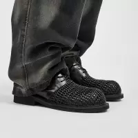 cleanfit德比鞋男款小众高级夏季手工编织透气大头皮鞋休闲洞洞鞋