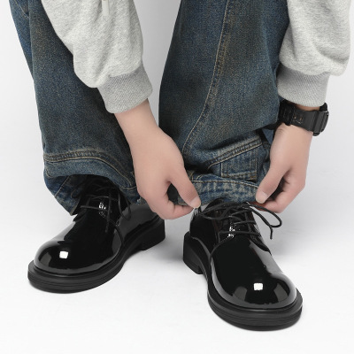 商务精英德比鞋漆皮亮面休闲小皮鞋男厚底潮款英伦正装商务通勤鞋