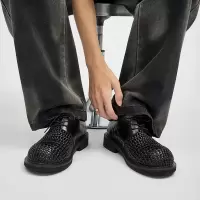 夏季男士凉鞋手工编织镂空透气德比鞋男款高级感商务休闲大头皮鞋