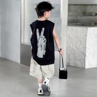男童夏季背心套装2025新款痞帅韩版中大童薄款夏装潮酷男宝两件套
